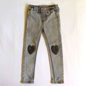 noppies kids faded gray skinny jeans jeggings with heart knee patches size 110